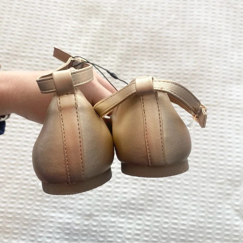 Girls size 5 gold ankle strap flats